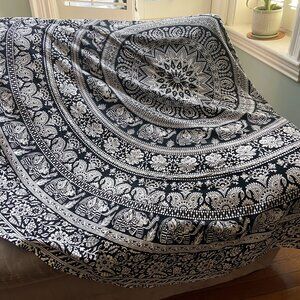 Elephant boho tapestry or tablecloth (circular)